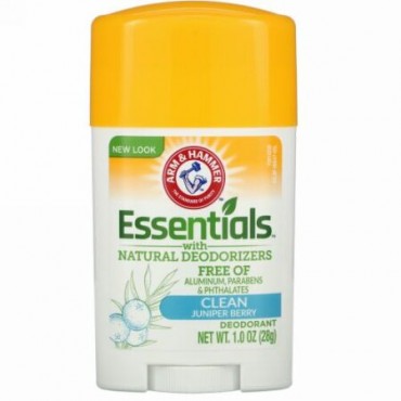 Arm & Hammer, Essentials with Natural Deodorizers, Deodorant, Clean Juniper Berry, 1.0 oz (28 g) (Discontinued Item)
