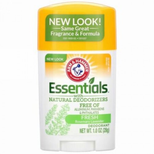 Arm & Hammer, Essentials（エッセンシャル）天然脱臭成分入り、制汗、フレッシュローズマリー ラベンダーの香り、28g（1.0オンス）