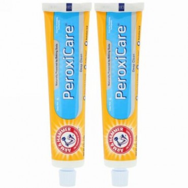 Arm & Hammer, PeroxiCare, Deep Clean, Fluoride Anticavity Toothpaste, Clean Mint, Twin Pack, 6.0 oz (170 g) Each