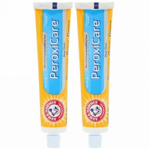 Arm & Hammer, PeroxiCare, Deep Clean, Fluoride Anticavity Toothpaste, Clean Mint, Twin Pack, 6.0 oz (170 g) Each
