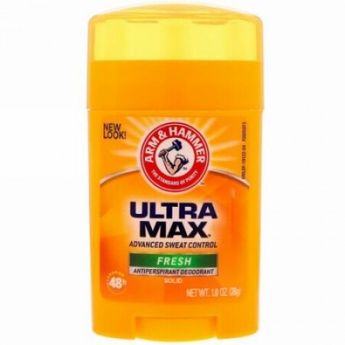 Arm & Hammer, UltraMax、発汗抑制ソリッドデオドラント、フレッシュ、1.0 oz (28 g)