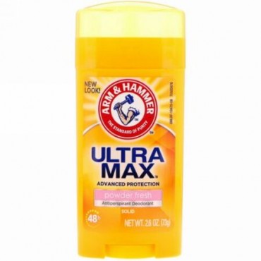 Arm & Hammer, ウルトラマックス、固形制汗デオドラント、女性用、パウダーフレッシュ、2.6 oz (73 g)