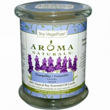 Aroma Naturals, 100% 天然ソイ・エッセンシャルオイル・キャンドル、トランクウィリティー、ラベンダー、8.8 オンス (260 g)
