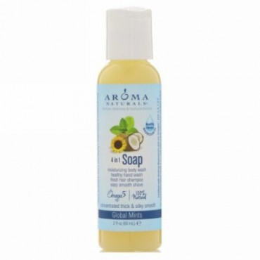 Aroma Naturals, 4-in-1ソープ、グローバルミント、2 fl oz (60 ml) (Discontinued Item)