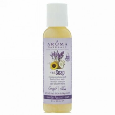 Aroma Naturals, 4イン1ソープ、ラベンダーパッションフラワー、2 fl oz (60 ml) (Discontinued Item)