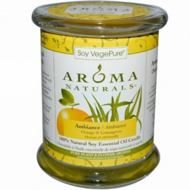 Aroma Naturals, 大豆 ベジピュア、 100% ナチュラル 大豆 エッセンシャルオイル キャンドル、 アンビアンス、 オレンジ & レモングラス、 8.8 oz (260 g)