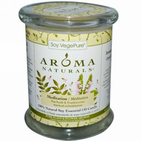 Aroma Naturals, ソイベジピュア、 100%自然の大豆製円柱型キャンドル、 地中海、 パチュリー と乳香、 8.8オンス (260 g)