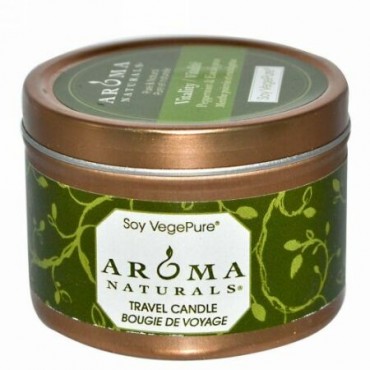 Aroma Naturals, 大豆 ベジピュア、 活性、 トラベル キャンドル、 ペパーミント & ユーカリ、 2.8 oz (79.38 g)
