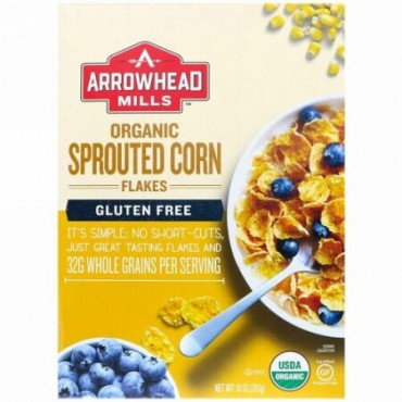 Arrowhead Mills, オーガニック、グルテンフリー、発芽コーンフレーク、10オンス（283 g）