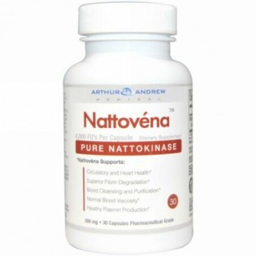 Arthur Andrew Medical, ナットベナ、純粋ナットウキナーゼ、200 mg、30カプセル