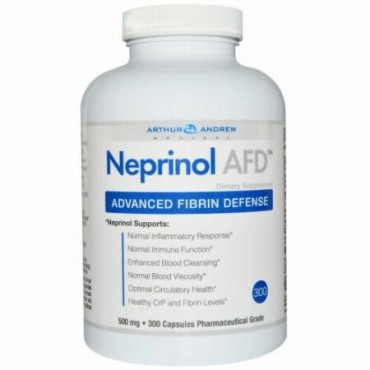 Arthur Andrew Medical, ネプリノールAFD, アドバンスド フィブリン ディフェンス, 500 mg, カプセル 300粒