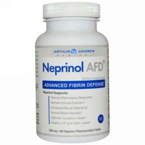 Arthur Andrew Medical, ネプリノール（Neprinol）AFD、フィブリンによる高度な保護、500 mg、90 錠