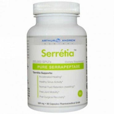 Arthur Andrew Medical, Serretia, Pure Serrapeptase, 500 mg, 90 Capsules