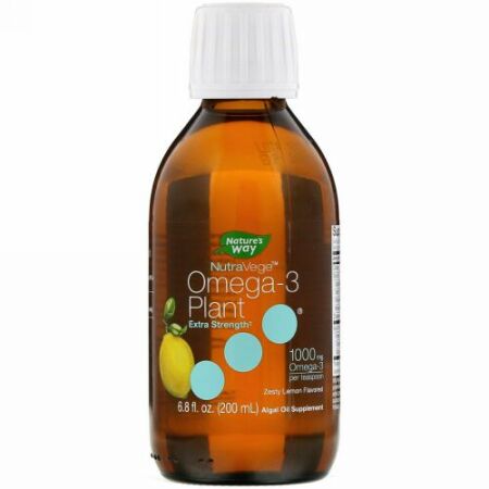 Ascenta, NutraVege（ナチュラベジ）、オメガ-3プラント、ゼスティレモンの香り、1000mg、200ml（6.8fl oz）