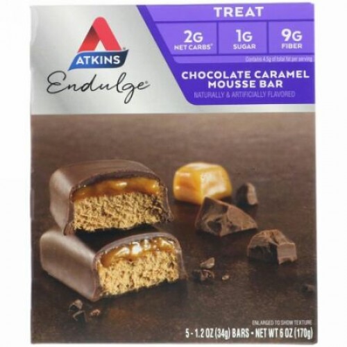 Atkins, エンダルジ　チョコレートキャラメルムースバー　5バー入り　1バー当たり1.2 oz (34 g)