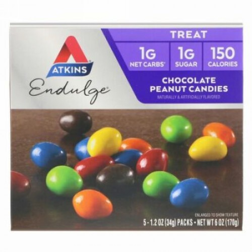 Atkins, Endulge（エンダルジ）、チョコレートピーナッツキャンディー、5袋、各34g（1.2オンス）