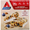 Atkins, ギリシャヨーグルトバー、ブルーベリー、5本入り、各1.69 oz (48 g)