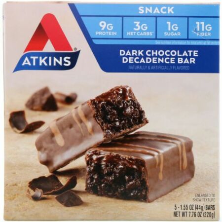 Atkins, ダークチョコレートデカダンスバー、 5バー、各1.6オンス (44 g) (Discontinued Item)