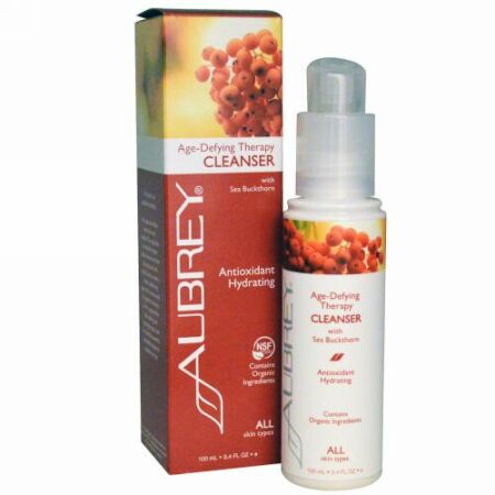 Aubrey Organics, エイジ・ディファイング・セラピー・クレンザー、全ての肌のタイプに、 3.4 液量オンス (100 ml) (Discontinued Item)