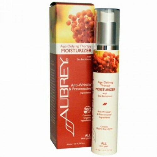 Aubrey Organics, エイジ・ディファイング・セラピー・モイスチャライザー、全ての肌質用、 1.7液量オンス (50 ml) (Discontinued Item)