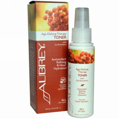 Aubrey Organics, エイジ・ディファイング・セラピー・トナー、全ての肌のタイプに、3.4液量オンス (100 ml) (Discontinued Item)