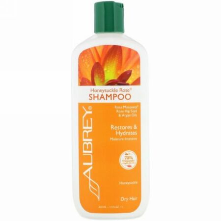 Aubrey Organics, Honeysuckle Rose®（ハニーサックル･ローズ）シャンプー、潤い集中、ドライヘア用、11液量オンス(325 ml)