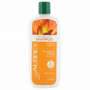 Aubrey Organics, アイランドボタニカルシャンプー、ドライヘア、マンゴココナッツ、11 液体オンス（325 ml）