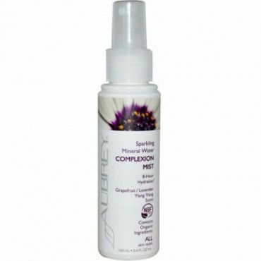 Aubrey Organics, スパークリングミネラルウォーターコンプレクションミスト、 グレープフルーツ/ラベンダーイランイランの香り、 3.4液量オンス (100 ml) (Discontinued Item)