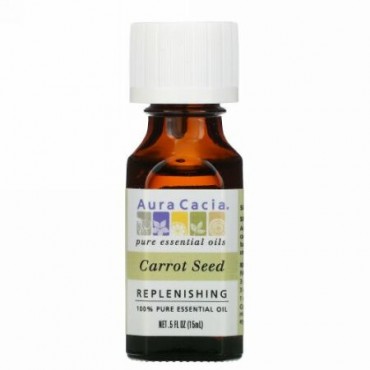 Aura Cacia, 100％ピュアエッセンシャルオイル、キャロットシード、15ml（0.5液量オンス）