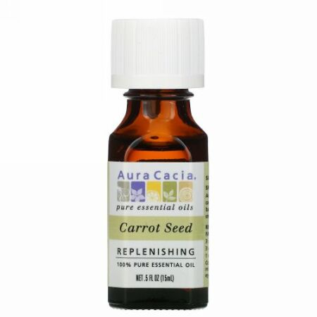 Aura Cacia, 100％ピュアエッセンシャルオイル、キャロットシード、15ml（0.5液量オンス）