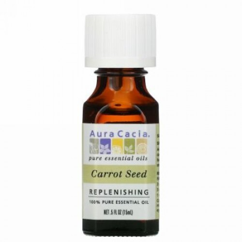 Aura Cacia, 100％ピュアエッセンシャルオイル、キャロットシード、15ml（0.5液量オンス）