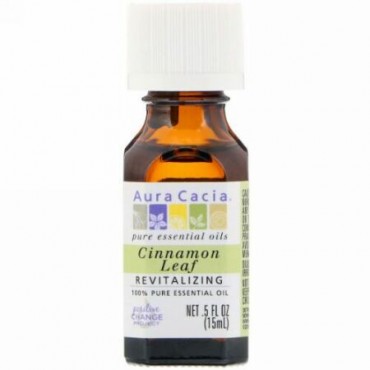 Aura Cacia, 100% ピュアエッセンシャルオイル、 シナモンの葉、 リビタライジング、 .5 fl oz (15 ml) (Discontinued Item)