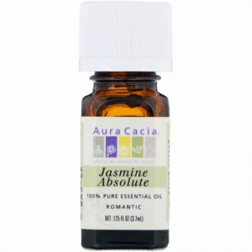 Aura Cacia, 100% 純エッセンシャルオイル、ジャスミン・アブソリュート、0 .125 液量オンス(3.7 ml)