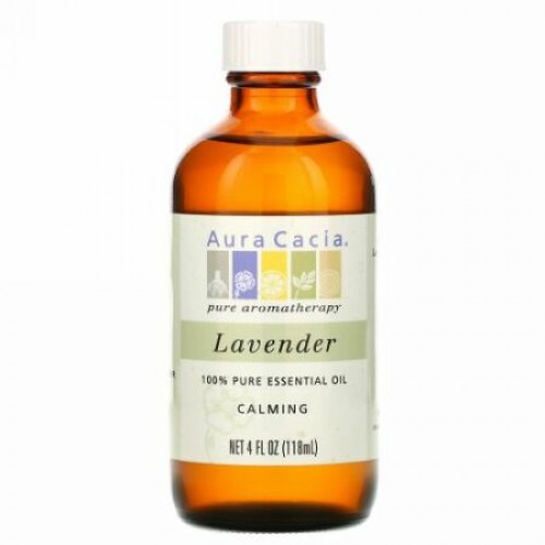 Aura Cacia, 100% 純エッセンシャルオイル、ラベンダー、 4 液量オンス (118 ml)