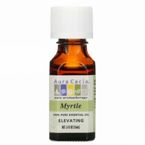Aura Cacia, 100％ピュアエッセンシャルオイル、マートル、15ml（0.5オンス）