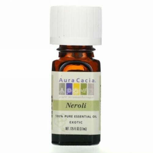 Aura Cacia, 100％ピュアエッセンシャルオイル、ネロリ、3.7ml（0.125液量オンス）