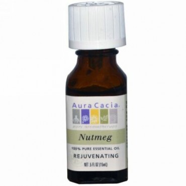 Aura Cacia, 100% ピュアエッセンシャルオイル、 ナツメグ、 .5 fl oz (15 ml) (Discontinued Item)
