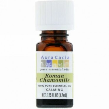 Aura Cacia, 100% Pure Essential Oil, Roman Chamomile, .125 fl oz (3.7 ml)