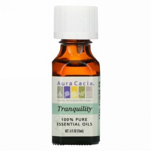 Aura Cacia, 100％ピュアエッセンシャルオイル、トランクイリティ（平静）、15ml（0.5液量オンス）