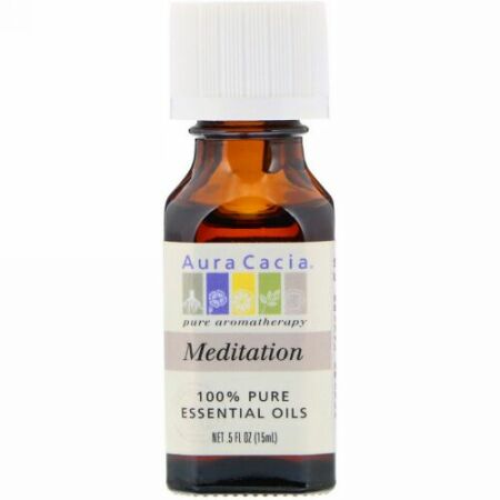 Aura Cacia, 100% 純エッセンシャルオイル、メディテーション、0.5 液量オンス (15 ml) (Discontinued Item)