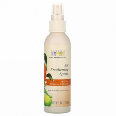 Aura Cacia, エアー・フレッシュニング・スプリッツ、アップリフティング・ベルガモット& オレンジ、6 液量オンス (177 ml)