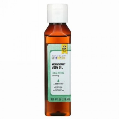 Aura Cacia, アロマセラピー ボディオイル, 気持ちをクリアに ユーカリ, 4 オンス (118 ml)
