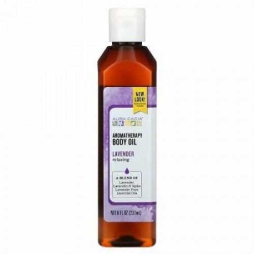 Aura Cacia, アロマテラピー・ボディオイル、  リラックシングラベンダー、 8液量オンス (237 ml)