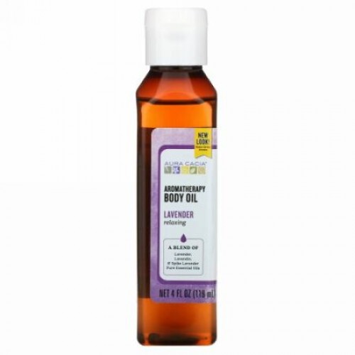 Aura Cacia, アロマテラピー・ボディオイル、 リラックシングラベンダー、 4液量オンス (118 ml)