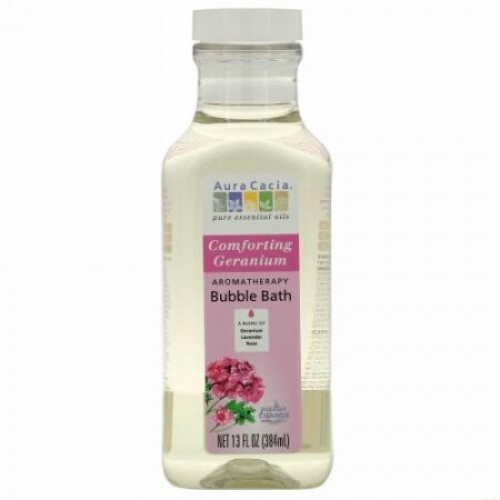 Aura Cacia, アロマセラピー バブルバス、 コンフォーティングゼラニウム、 13 fl oz (384 ml)