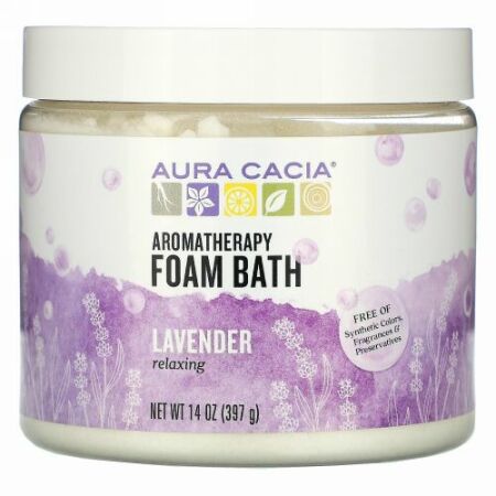 Aura Cacia, アロマセラピーフォームバス、 リラックスラベンダー、 14 oz (397 g)