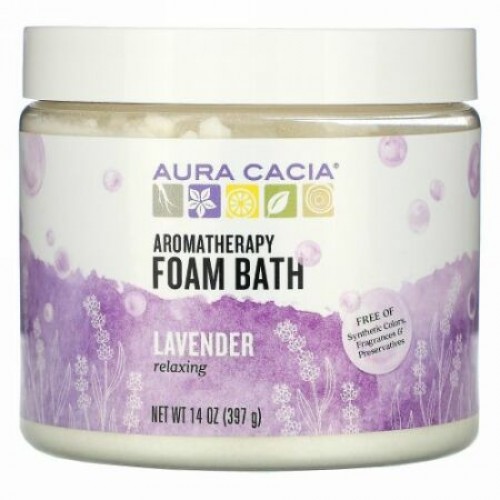 Aura Cacia, アロマセラピーフォームバス、 リラックスラベンダー、 14 oz (397 g)