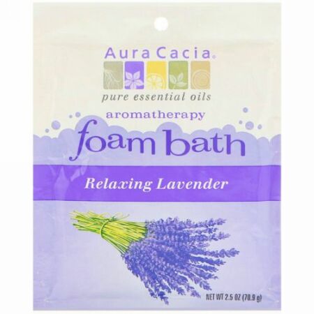 Aura Cacia, アロマセラピー フォーム・バス, リラックスする ラベンダー, 2.5 オンス (70.9 g) (Discontinued Item)