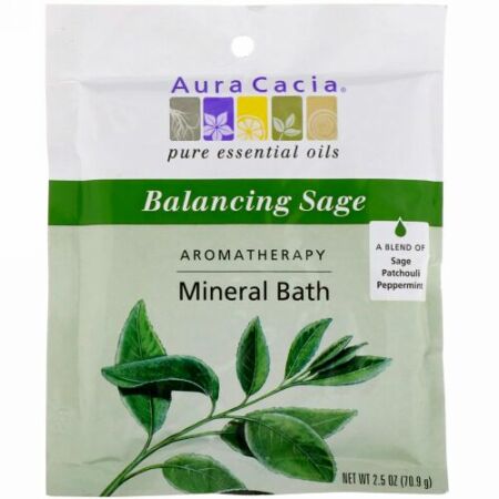Aura Cacia, アロマセラピー ミネラルバス、 バランシングセージ、 2.5 oz (70.9 g) (Discontinued Item)