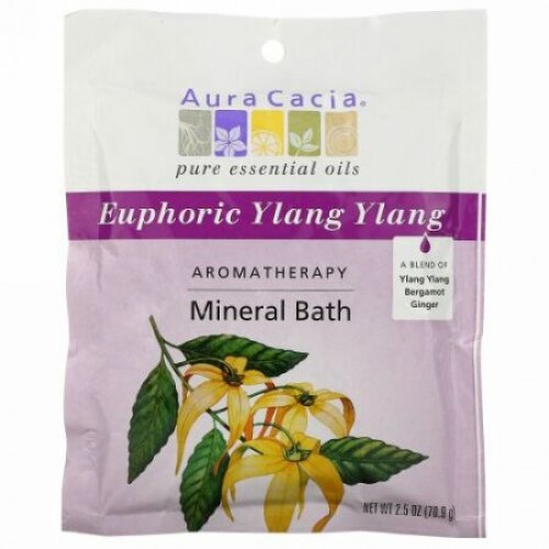 Aura Cacia, アロマセラピー・ミネラル・バス、ユーフォリック・イランイラン、2.5oz (70.9g)